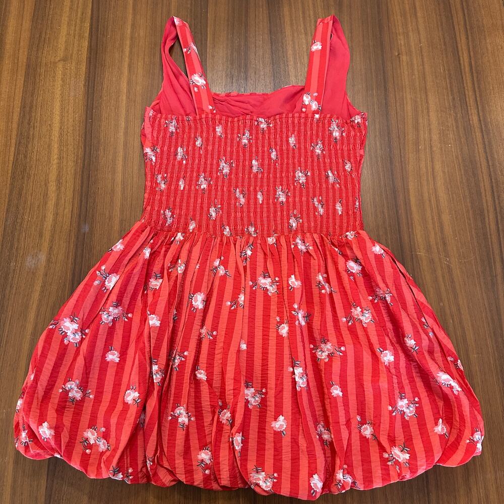 Anthropologie Rust Floral Smocked Square Neck Mini Bubble Dress, Vacation, L NWT - Picture 4 of 10